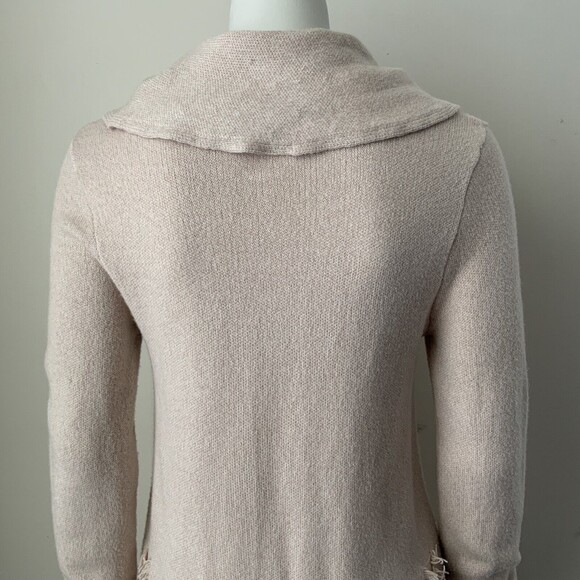 Harper Lane Long Sleeve Cowl Neck Fringe Accent Sweater Blush S - Picture 6 of 7